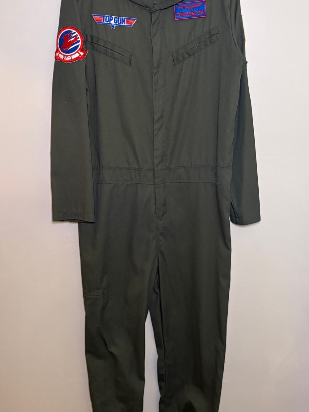 HALLOWEEN Adult Top Gun Flight Suit Costume w/ Mavrick & Goose Patches Large - Picture 4 of 13